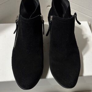 Vaneli Black Suede Ankle Booties.